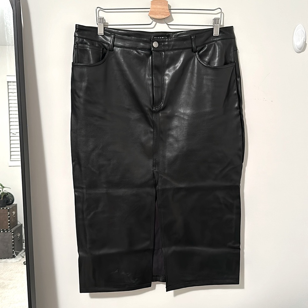 Dynamite Faux Leather Midi Skirt
